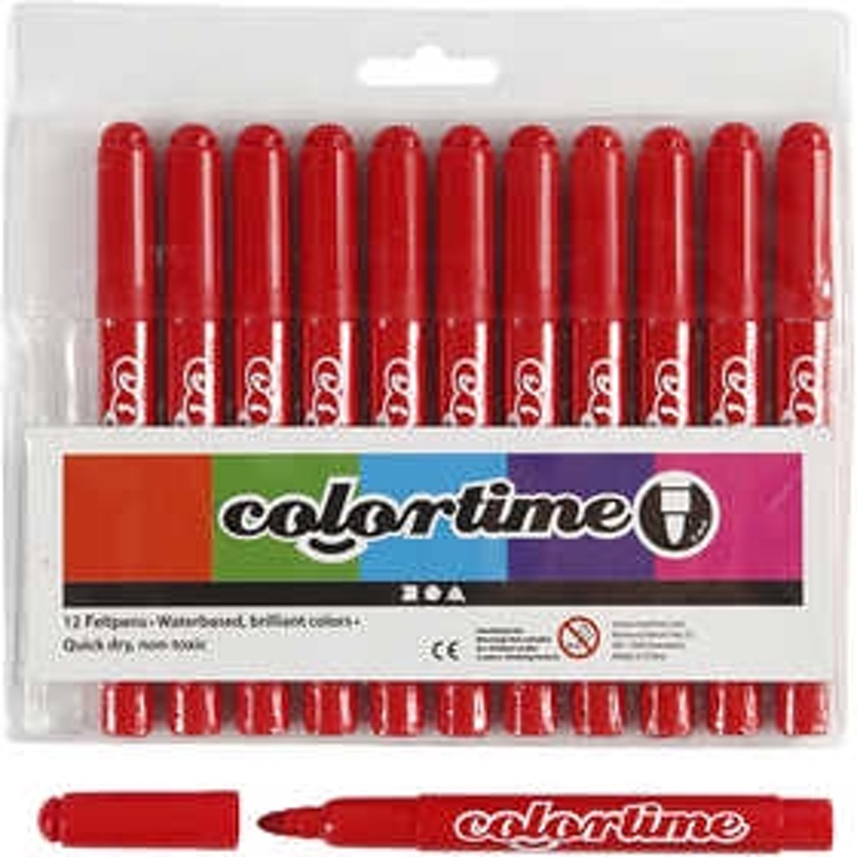 Colortime stift, lijndikte: 5 mm, rood, 12stuks [HOB-37340]